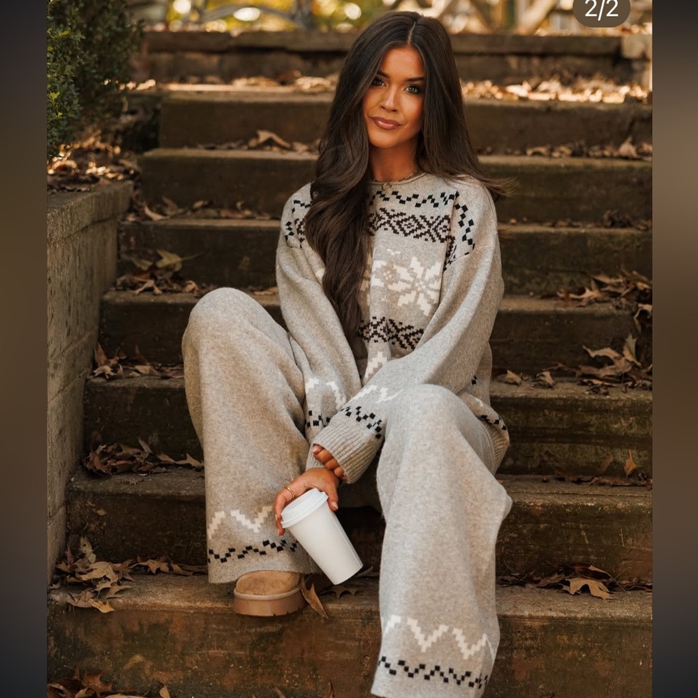 Cozy Gray Knit Sweater and Pants Set